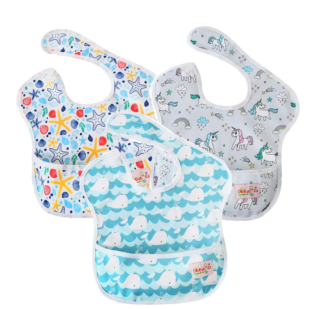 SZY283036 Ohbabyka водонепроницаемые детские нагрудники для мальчиков и девочек супернагрудник с карманом нагрудники для кормления ребенка многоразовые аксессуары для детской одежды 3 шт./упак - Цвет: SZY283036