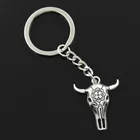 Новая мода мужской 30 мм брелок DIY металлический держатель цепь винтажный череп Бык Звезда голова 32x26 мм Серебряный цвет кулон подарок