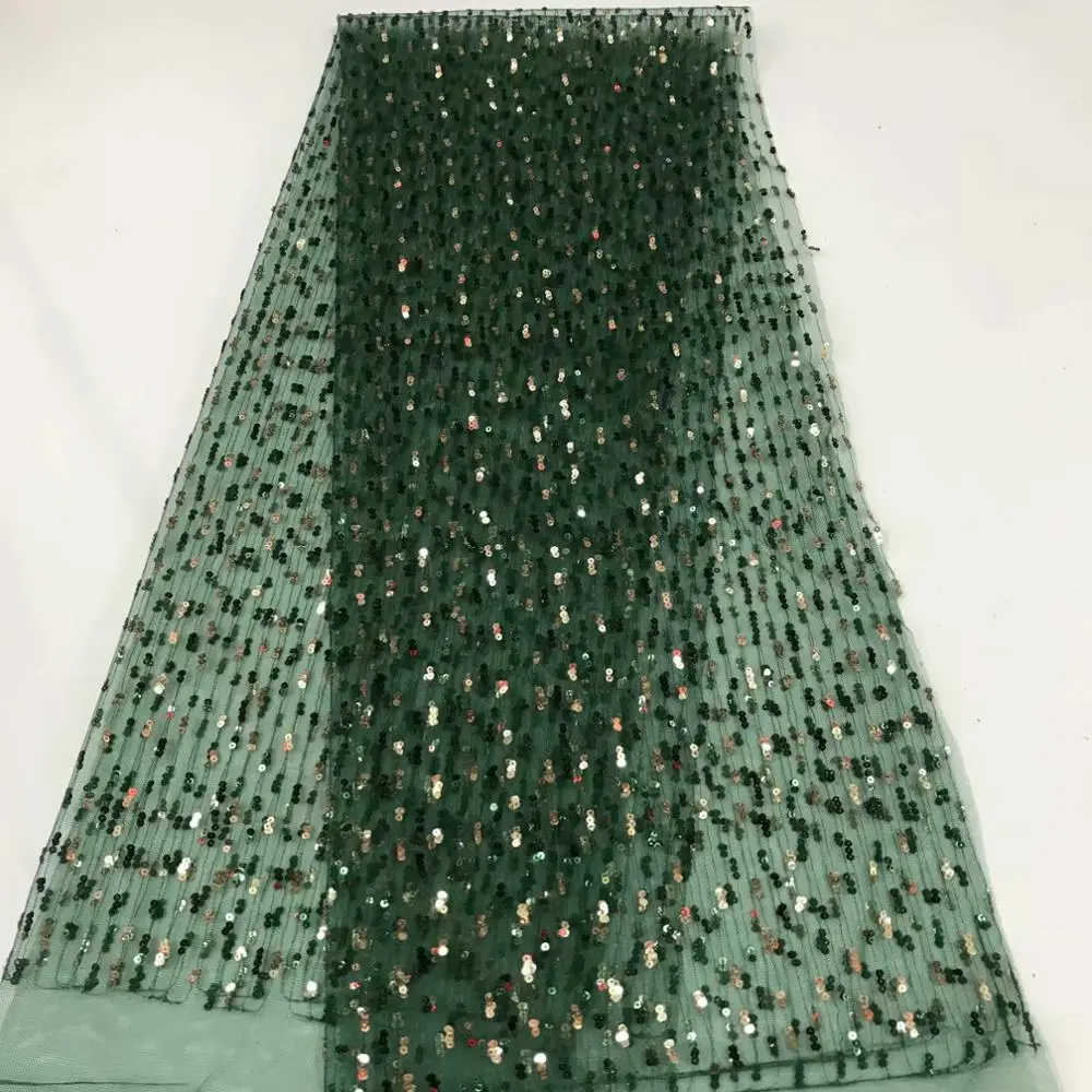 Новейшая зеленая африканская блестящая Тонкая ажурная ткань кружевная с
