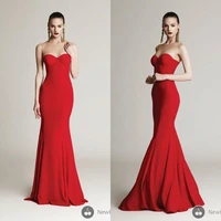 2018 cheap red plus size sweetheart mermaid sweep train robe de soiree long formal elegant satin long prom bridesmaid dresses