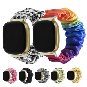 Elastic Fabric Band for Fitbit Versa 3 Women Girls Woven Strap Scrunchies Watch Band for Fitbit Vers