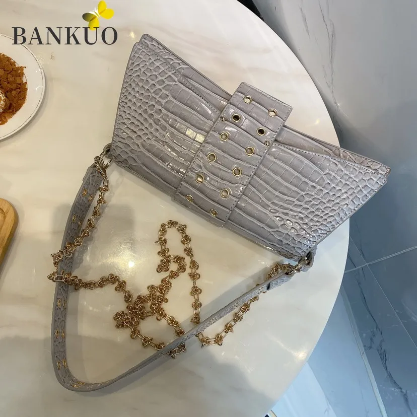 

BANKUO 2021 New Trendy Korean Women's Bags Shoulder Bag Crocodile Pattern Clutch Vintage Messenger Bag Tote Bags for Women X18