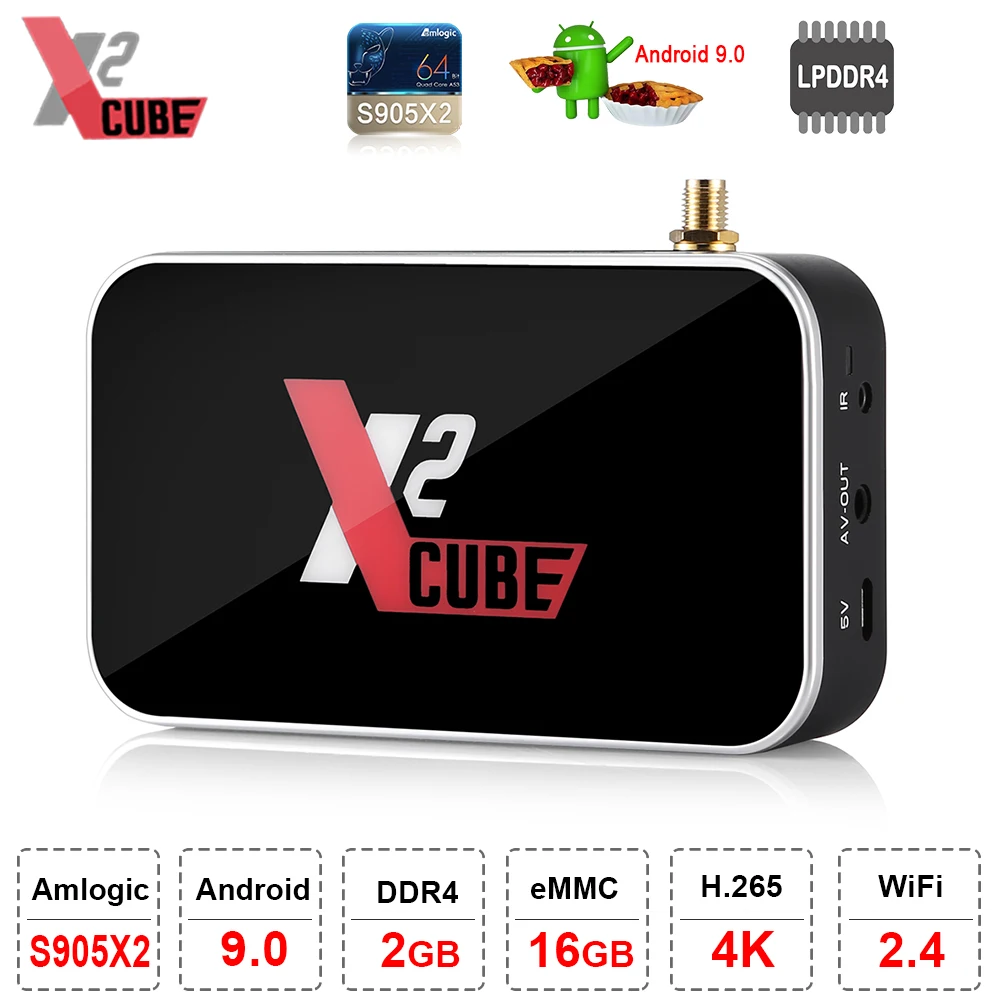 Оригинальный Ugoos X2cube Smart Android 9 0 ТВ-бокс Amlogic S905X2 2 Гб DDR4 16 ТВ-приставка 4G/5G Wi-Fi 1000M Lan 4K