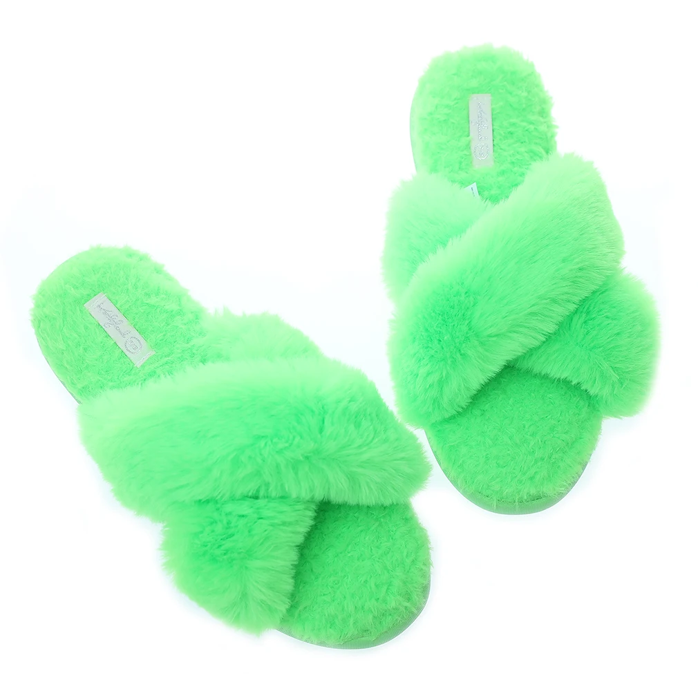 Женские мягкие плюшевые флисовые шлепанцы Kathyland с перекрестными ремешками