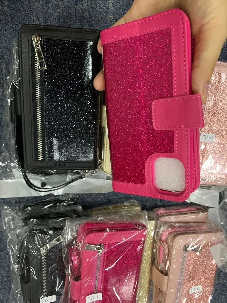 Откидная крышка для Galaxy S10e S10 S9 Plus Note 10 Plsu 8 9 кожаный кошелек с блестками магнитные Чехлы для книг для Iphone 11 Pro Max XR XS MAX