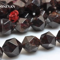 onevan natural garnet diamond faceted round beads 6mm 10mm stone bracelet necklace jewelry making diy accessories gift design