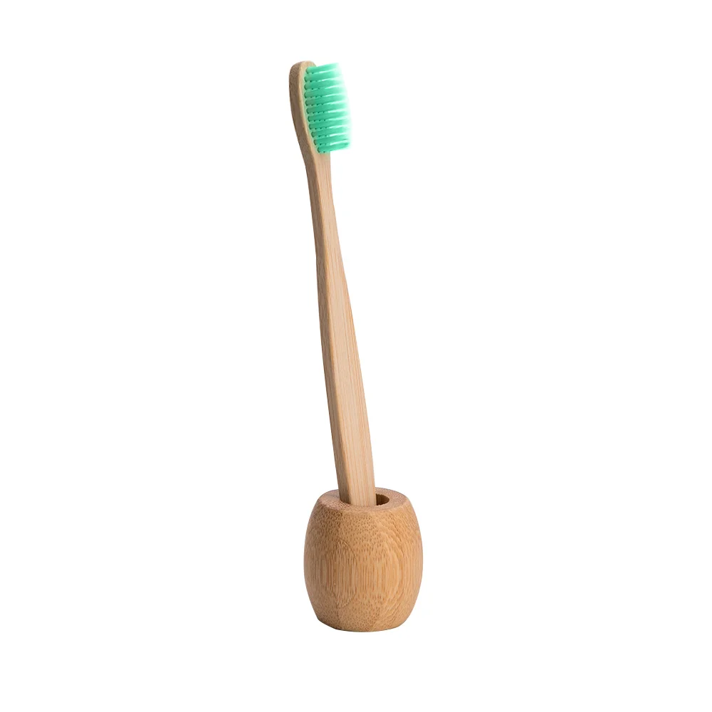 green set 2 шт. натуральный бамбук мягкая щетина деревянная основа Портативный уход за полостью рта наборы Держатель для зубных щеток - Цвет: green set