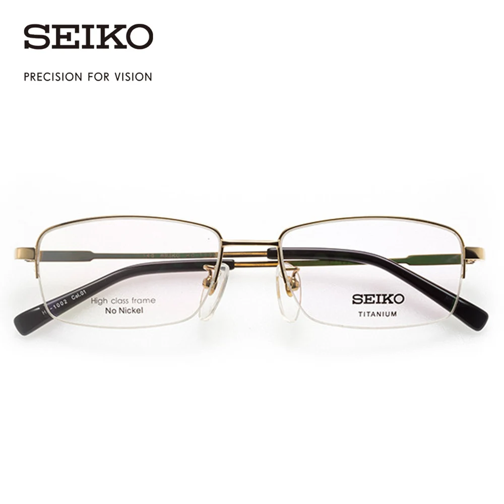 

SEIKO Eye Glasses Frame for Men Gold Rim Optical Titanium Eyeglasses Square Dioptric Glasses Spectacles for Man HC1002