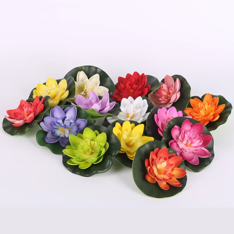

5pcs 0 Cm Real Touch Artificial Lotus Foam Flowers White Water Lily Floating Pool Plants For Wedding Home Garden EVA Decorations