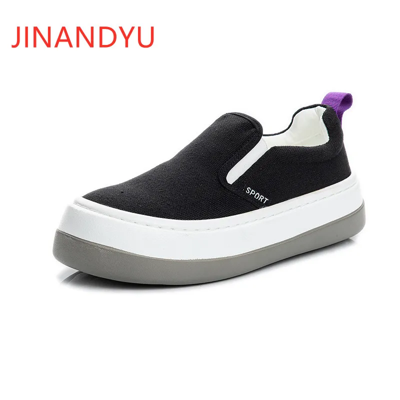

Vulcanize Shoes Woman Slip on Chunky Sneakers on Platform White Shoes for Girls Thick Sole Fashion Canvas Womens Trainers Casual