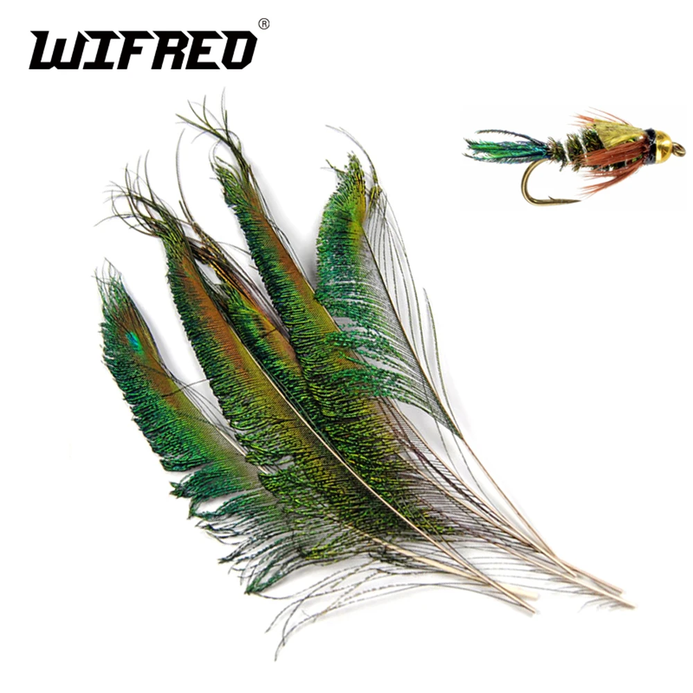 

Wifreo 20pcs Peacock Sword Tail Herl Feather for Fly Tying Nymphs Wet Flies Fishing Material