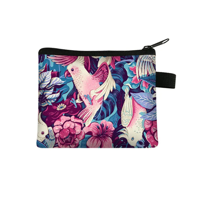

New Mini Fresh Floral Wallet Women's Portable Card Bag Coin Key Storage Bag Hand Bag Small Square Bag Coin Purse Pochette Sac