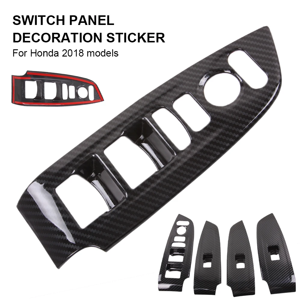 

4pcs Car Window Lift Switch Panel Cover Bezel Trim Protective Sticker Carbon ABS Fiber for Honda Accord 2018-2021 Accessories