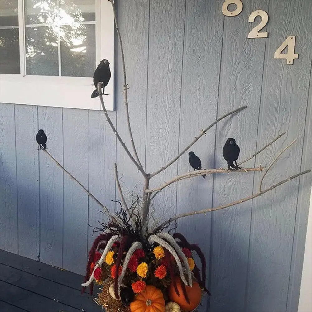 

Halloween Crow Prop Simulation Black Crow Animal Model Artificial Crow Black Bird Raven Prop Scary Decoration For Party Sup G1e3