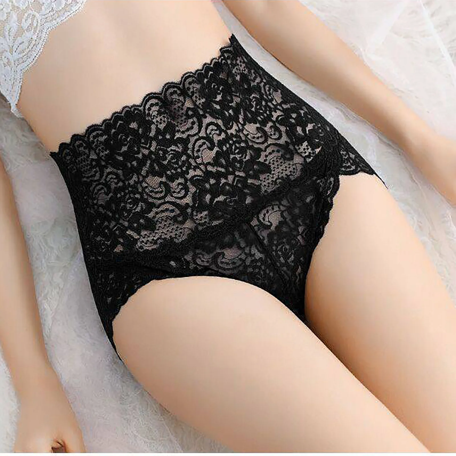 

New Women's Plus Size Lingerie Sexy Transparent Briefs Lace High-waist Panties Comfortable Shorts Female Intimates Hollow Bragas