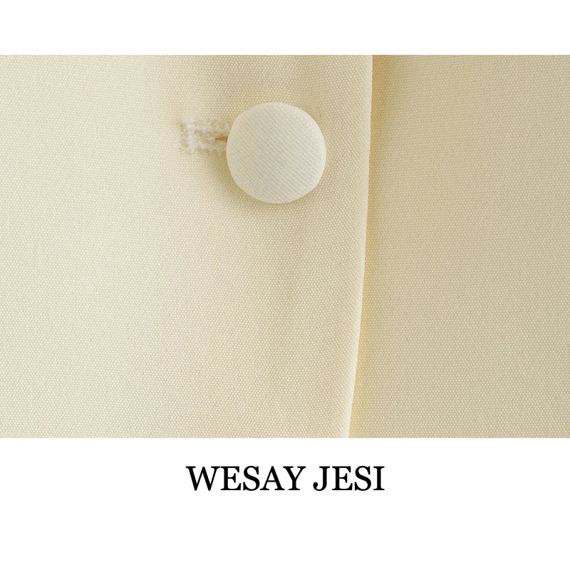 

WESAY JESI 2021 Summer Women Suit Solid Color Button Decoration A-line Skirt Female Side Zipper Mini Skirt Fashion Commuter Suit