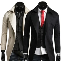 new trench coat jacket overcoat casual mens windbreakers solid color long men fashion autumn jackets