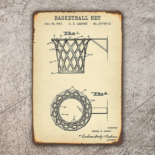 

Basketball Net Patent Retro Metal Sign Vintage / Man Cave / Bar / Pub
