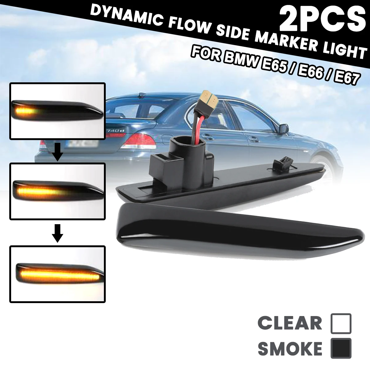 

Поворотник для BMW 7 серии E65, E66, E67, E68, светодиодные, боковые, габаритные фонари, 1 пара