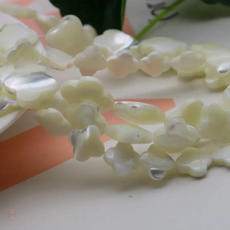 Белый натуральный перламутр ракушки цветка удача четырехлистные бусины с