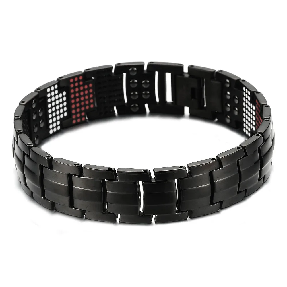 

Europe and America new pure titanium magnetic germanium ion health element wide men's bracelet treatment health bracelet