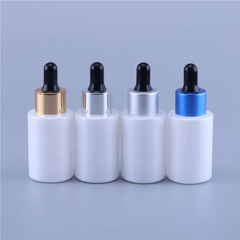 200pcs 30ml Flat Shoulder Dropper Bottle For Perfume Essential Oils Liquid Empty Pearl White Deodorant Makeup Containers Bottles  Красота