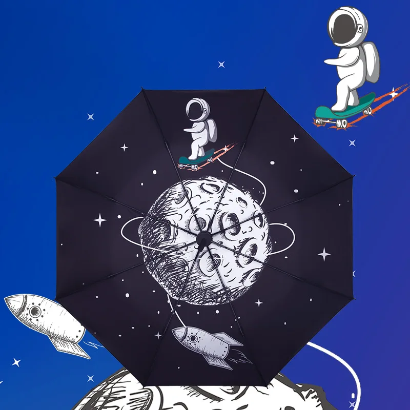 Автоматический зонт с мультяшным космическим принтом Виниловые зонтики женский