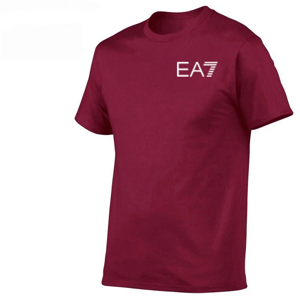 

New Russian men's T-shirt cotton brand EA 7 men's T-shirt top casual T-shirt men's solid color T-shirt European size XS-XXL