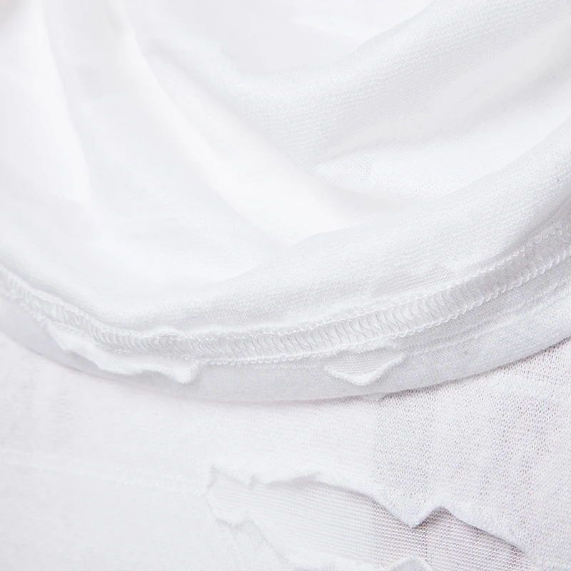 

New long sleeve style tear men's T-shirt serrated cuff hole men's T-shirt asymmetric shirt hem bb36 size 19x13x6