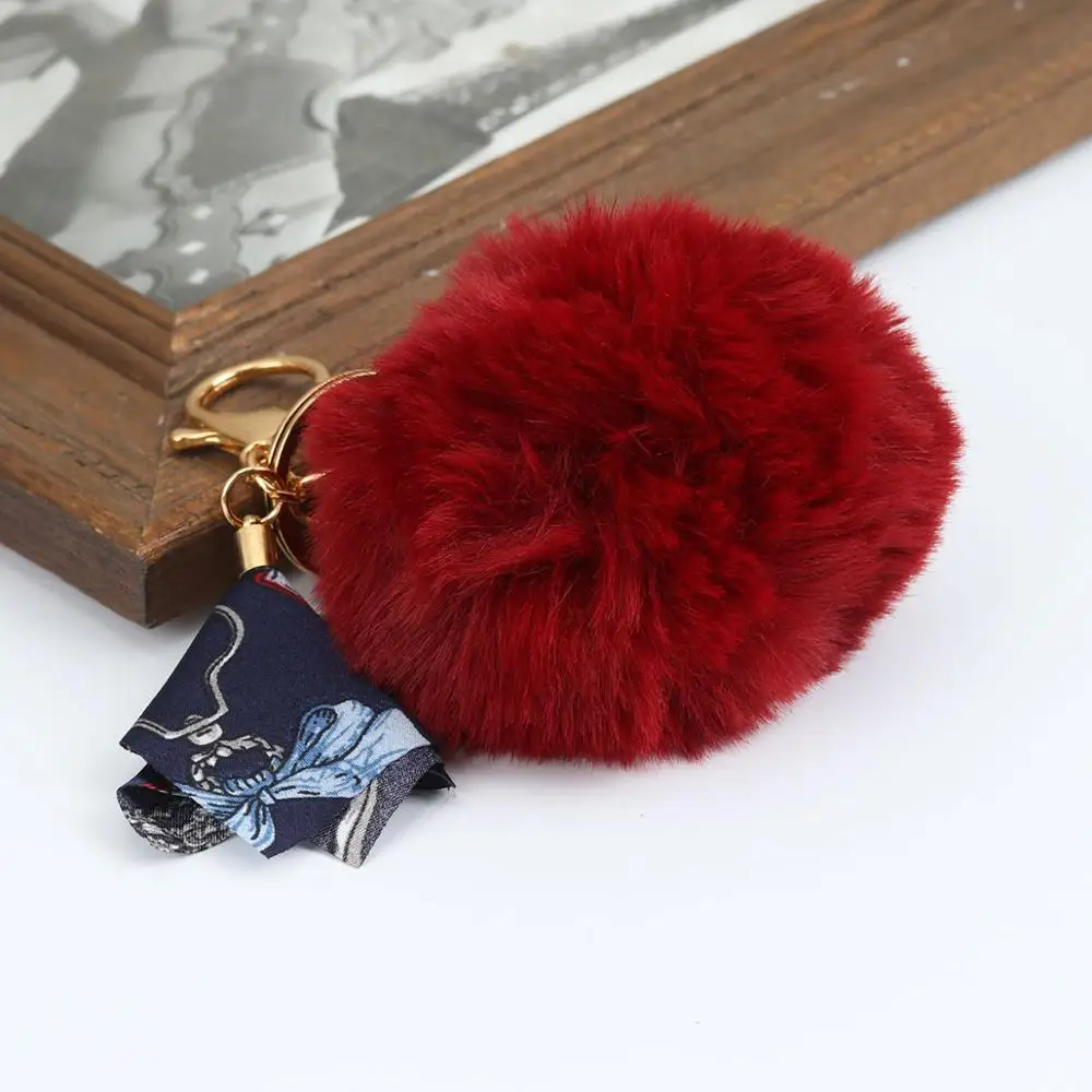 PACGOTH модный плюшевый брелок и для ключей Золотой Металл разноцветный помпон шар