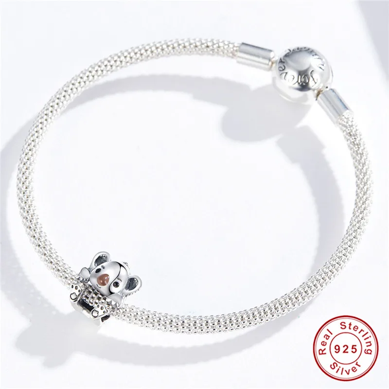 Fit Pandora браслет 925 стерлингового серебра милый ребенок коала бусины S925 DIY Тропическое Дерево животных Подвески для изготовления ювелирных изделий
