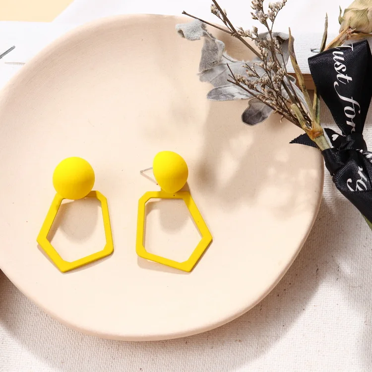2019 корейские массивные круглые геометрические серьги желтые Висячие для женщин