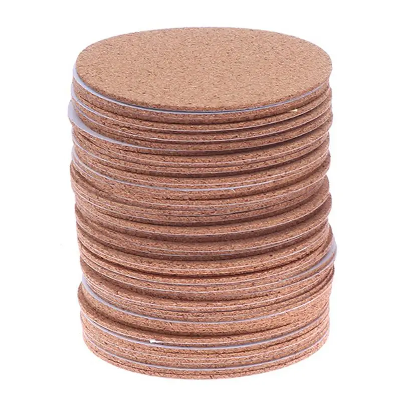 Самоклеящиеся подставки из пробки 20 шт. круглые для чашек пробковые подставок