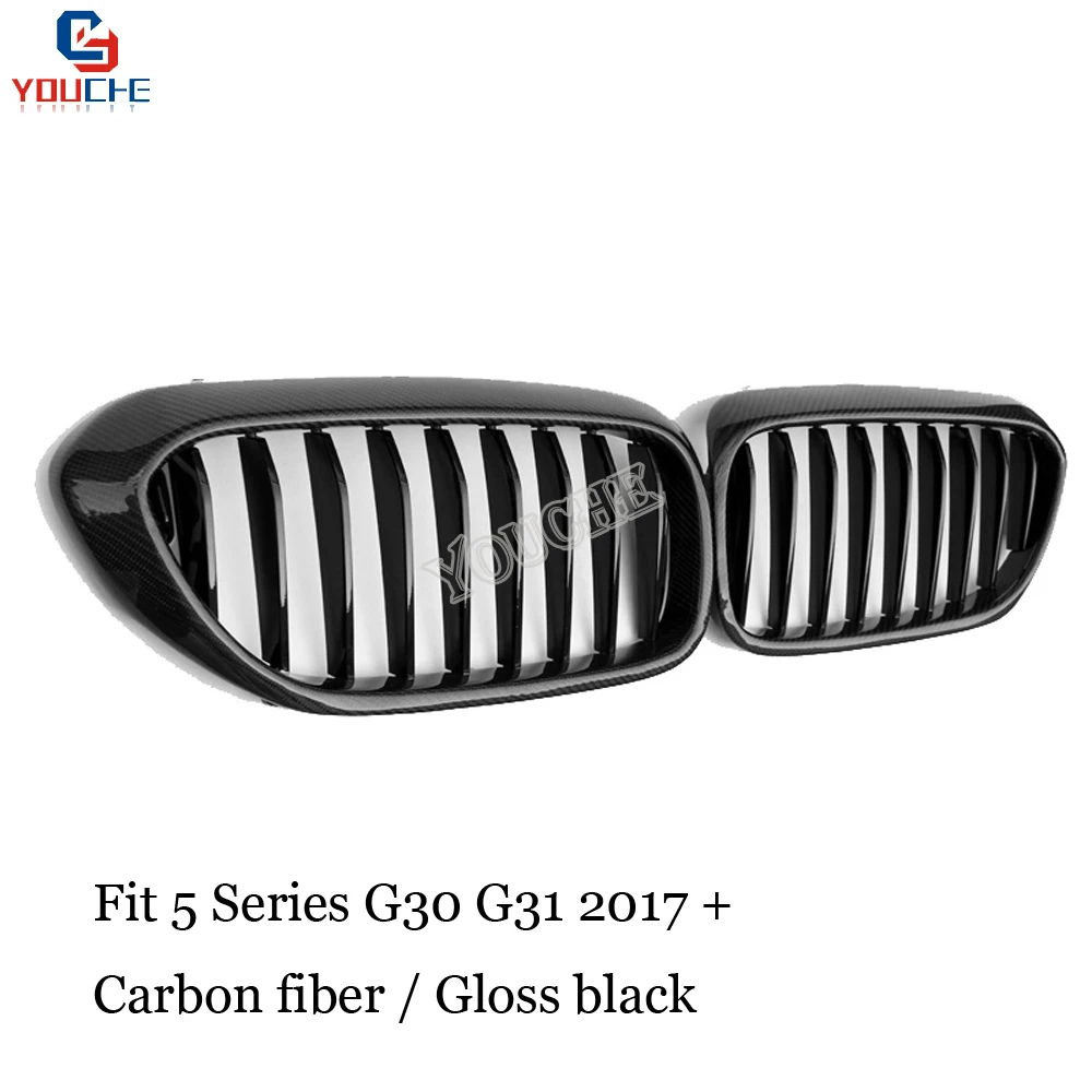 G30 1-slat углеродное волокно глянцевый черный гриль сетка для BMW 5 серии G31 2017 + 520i 530i