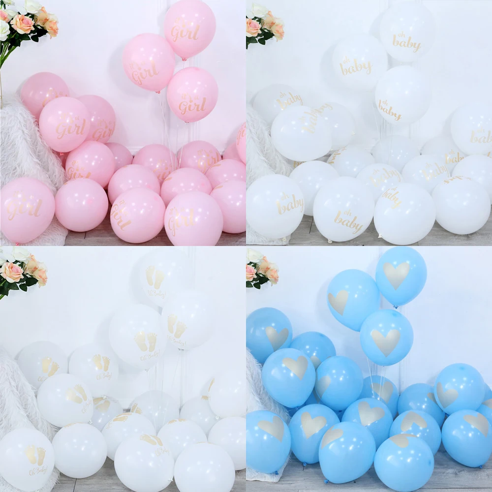 

20pcs 10'' Baby Shower Balloon Oh Baby Printed Pink Blue Latex Ballon It's a Boy It's a Girl Birthday Gender Reaveal Party Decor