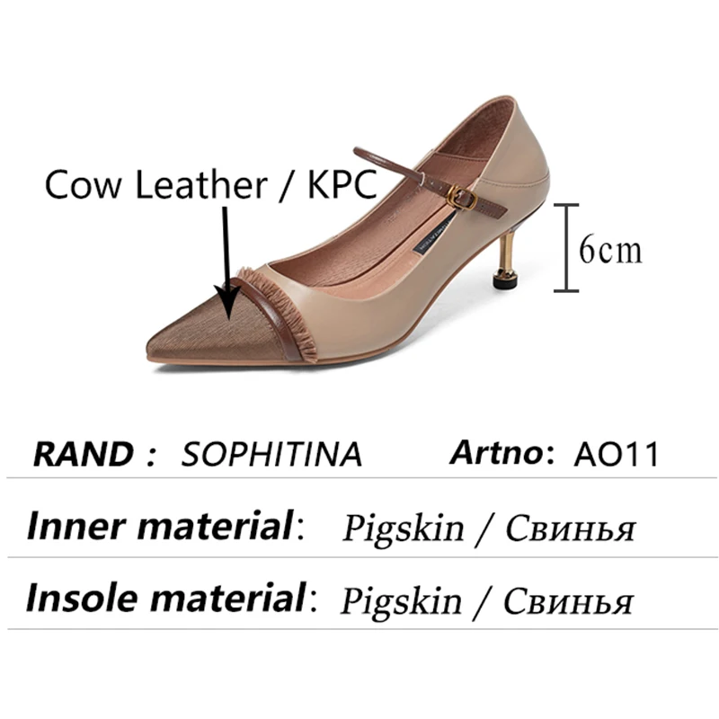 

SOPHITINA Women Pumps Fashion Mary Jane Genuine Leather Shoes Thin Heels TPR Two Kinds Of Wear Buckle Strap Ladies Shoes AO11