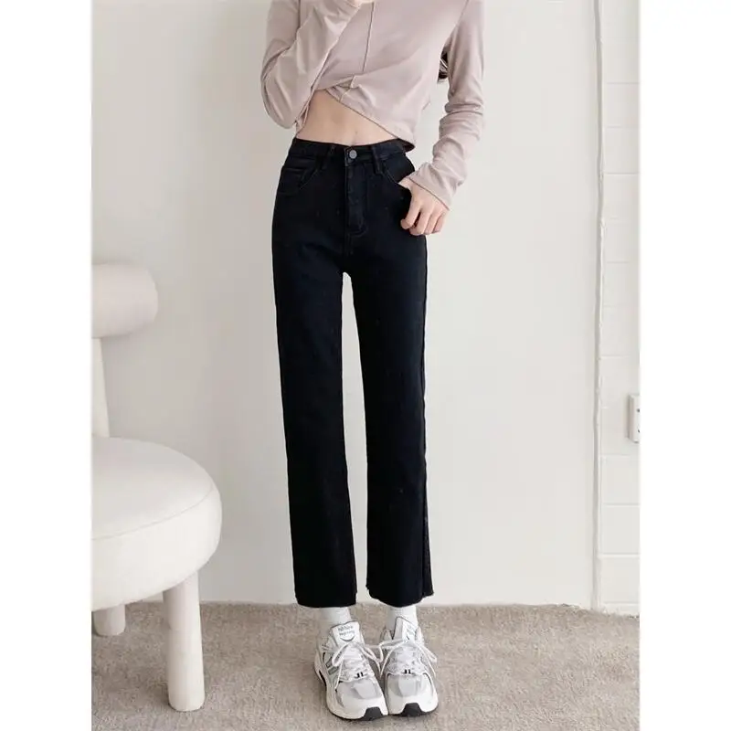 

DD0425 New retro high-waisted thin all-match women's nine-point pants jeans