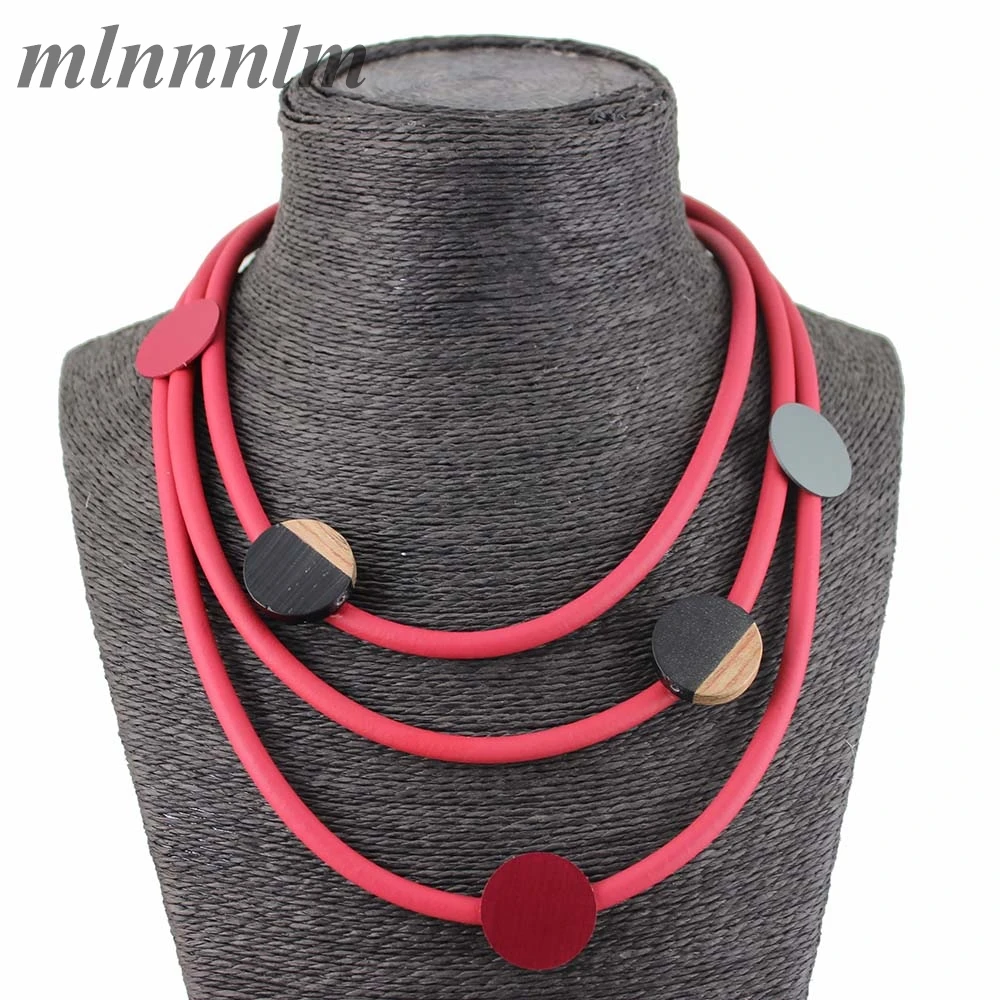 Женское винтажное ожерелье-чокер массивное геометрическое ожерелье из дерева