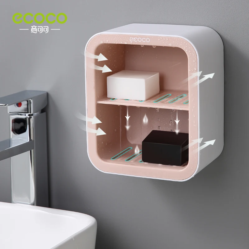 ecoco light luxury soap box bathroom storage shelf soap holder wall mounted rack for bathroom accessories set free global shipping