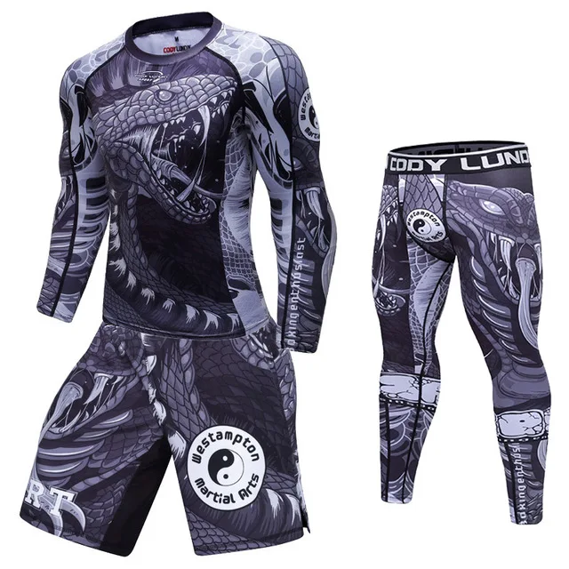 Men Tshirt+Pants MMA Boxing Muay Thai Shorts Rashguard kickboxing Sets Boxeo Fitness Sport suits Jersey Jiu Jitsu Bjj Gi T-shirt images - 6