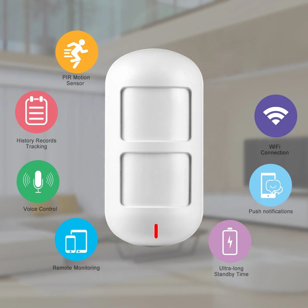 3Pcs Wolf-Guard Tuya Wireless Wifi Detector Smart Dual Pet Immune PIR Sensor Home Alarm Compatible with Alexa & Google App |