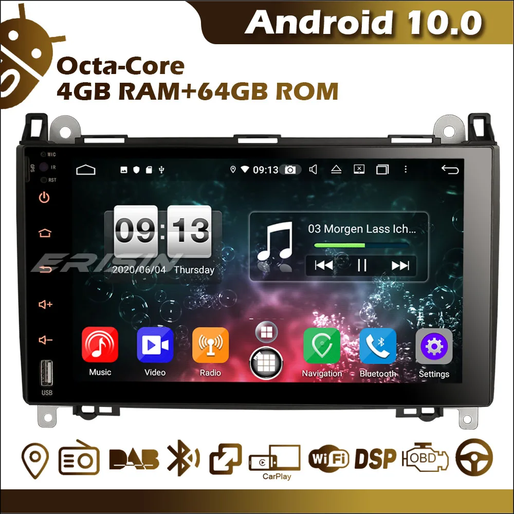 Автомагнитола ES8792B 9 дюймов Android 10 Восьмиядерный процессор GPS навигация FM TPMS BT OBD2 SD