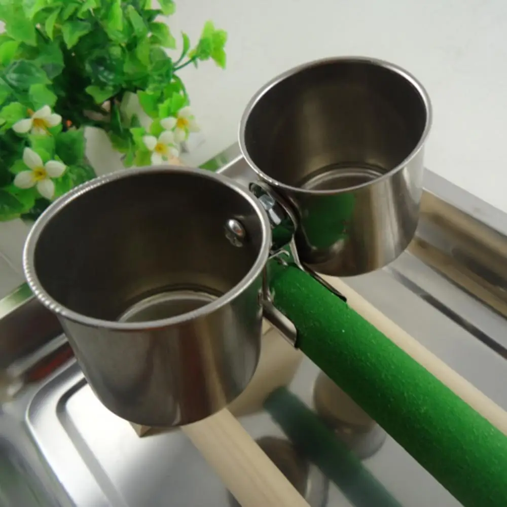 

Stainless Steel Single Bowl/Dual Bowl Metal Bird Parrot Feeder Food Water Feeding Bowl Pet Cage Clip Cup Dispenser Decorations