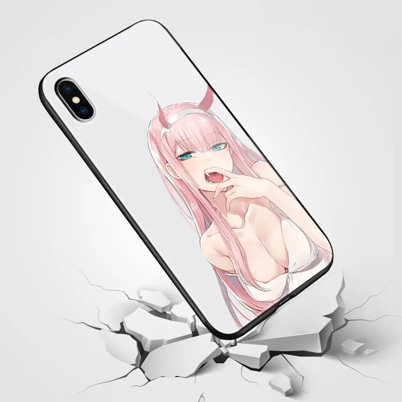 Чехол Zero Two Darling in the FranXX из мягкого силикона и стекла для iPhone SE 6 6s 7 8 Plus X XR XS 11 12 mini Pro