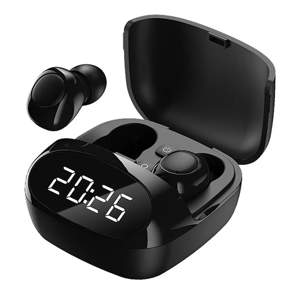

TWS Bluetooth Earphone LED Color Screen HiFi Wireless Headset Gaming Headphone Bluetooth 5.0 Mini Clock Earphone With Mic