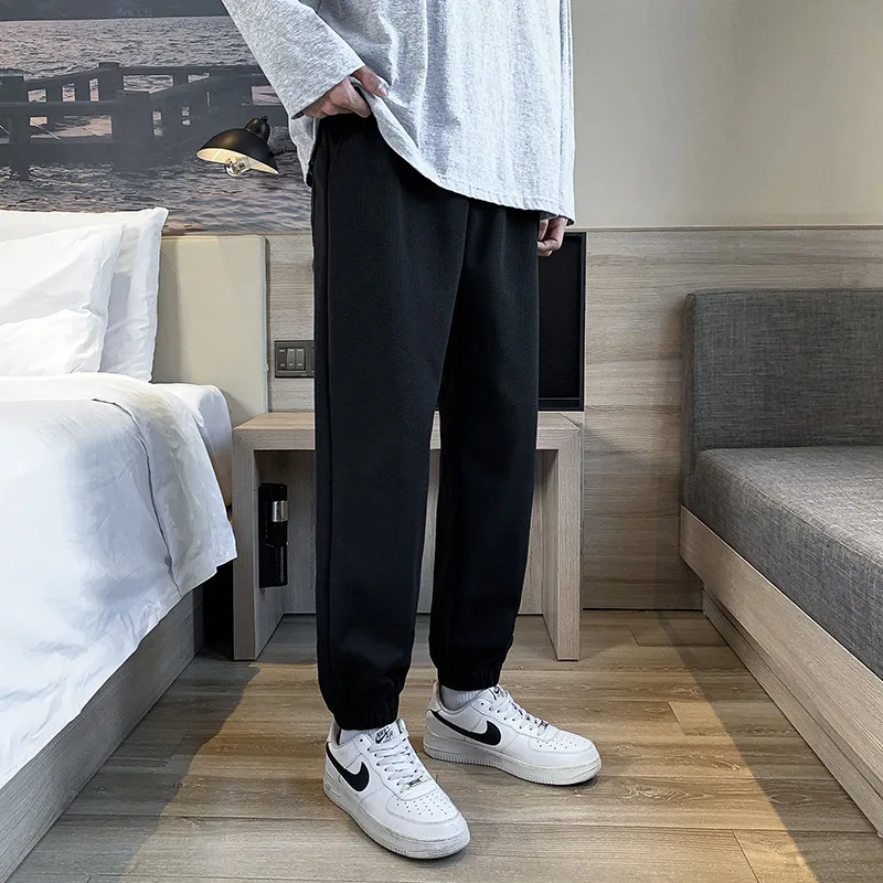 

Waffle Plush Sports Casual Pants Men's Trousers Autumn Winter 2021 Wear Warm Pants Loose Large Harlan Pants Brand Men's Wear