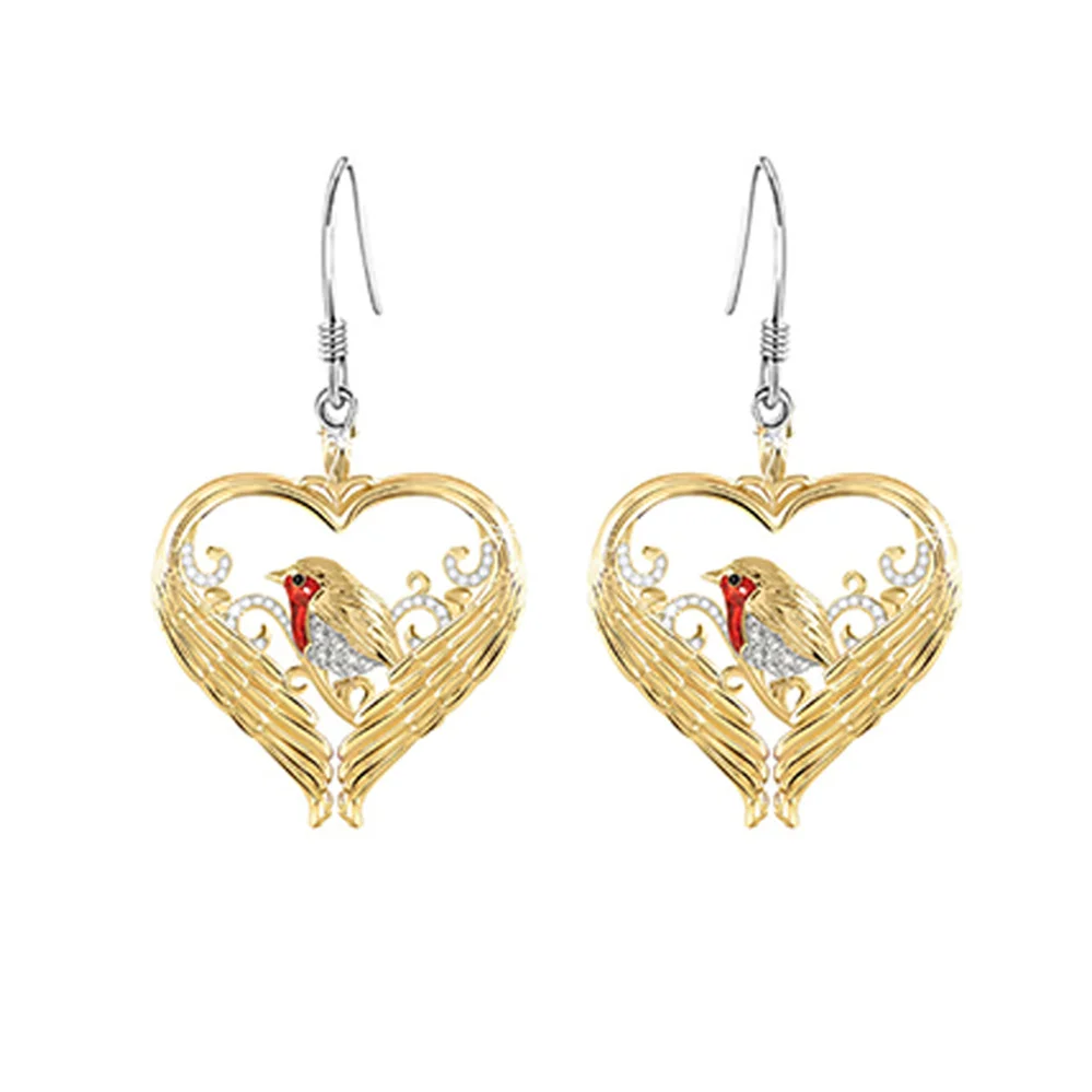 

Fashion Trend Exquisite Heart-shaped Wings Shape Ladies Earrings Valentine's Day Gifts Anniversary Party Jewelry Wholesale