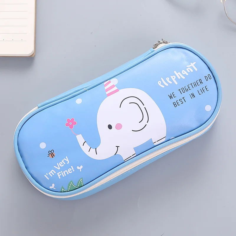 1 шт. Kawaii Фламинго пеналы сумки большой емкости кожа мультфильм ручка коробка мешочек подарок офисные школьные канцелярские принадлежности 05198 - Цвет: 05199-Blue