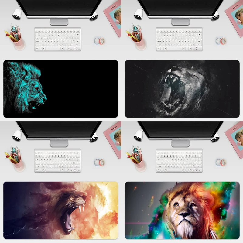 

Игровой компьютерный коврик для мыши Lion, большой коврик для мыши, большой Настольный коврик, Нескользящий Резиновый базовый Коврик для мыши