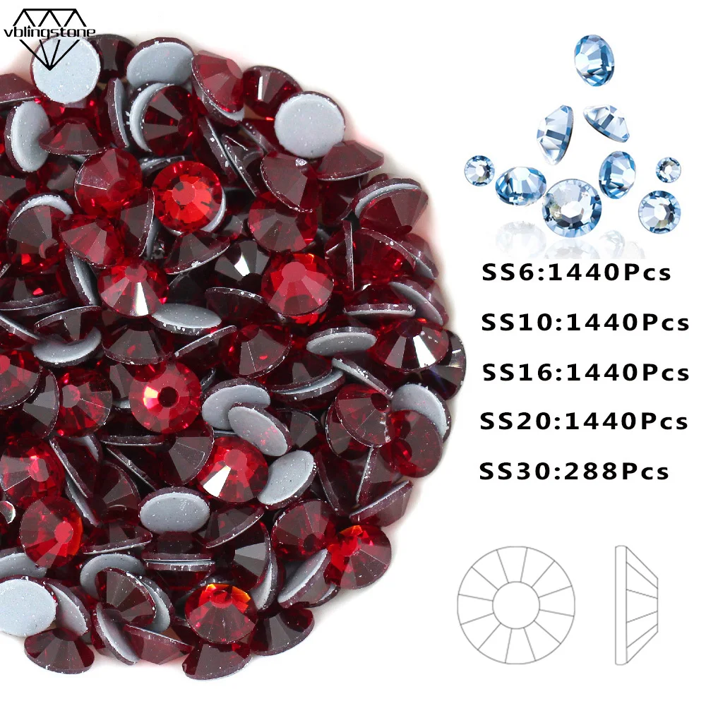 AAAAA Горячая фиксация хрустальные стразы Сияющие круглые плоские задние